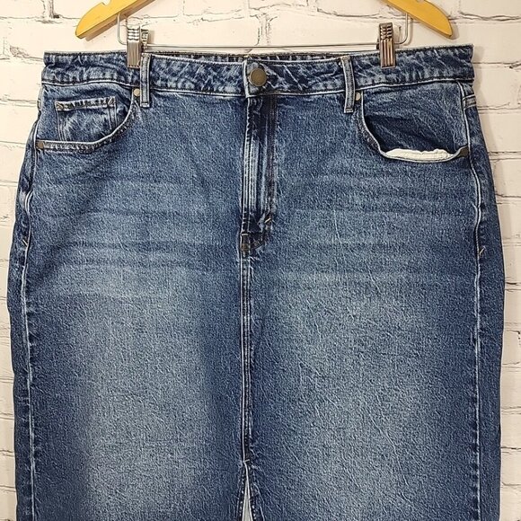 A.N.A Y2K High Rise Denim Maxi Skirt Pockets Womens Plus Sz 16W Stretch Jean - Picture 2 of 12
